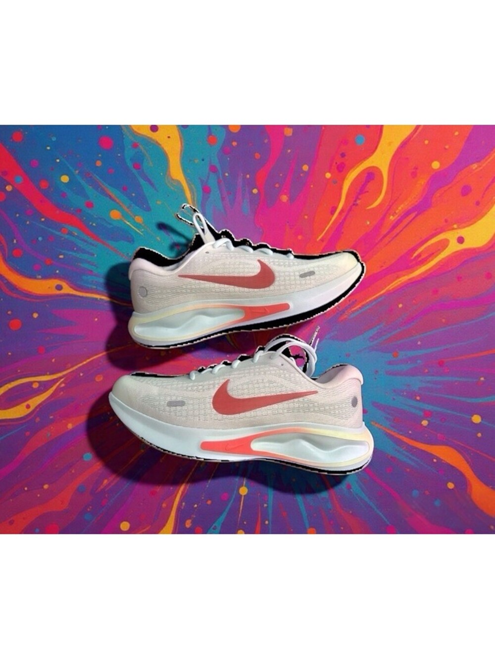 Nike Journey Womens 7.5 Running Shoes Beige Volt Orange FJ7765-101